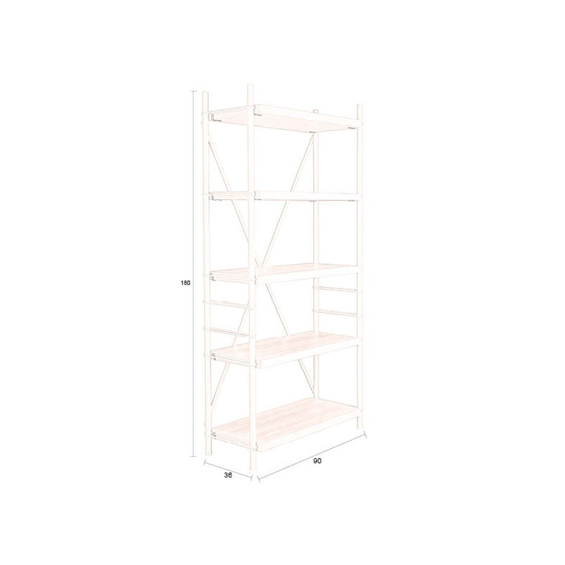 Dutchbone Boekenkast Shelf Iron Beige Hoog