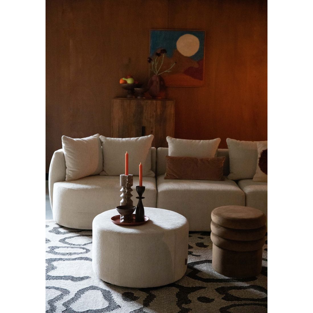 Dutchbone Poef Rocca Latte
