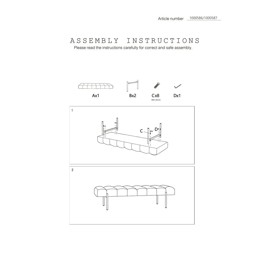 White Label Living Eetkamerbank Jethro 180cm