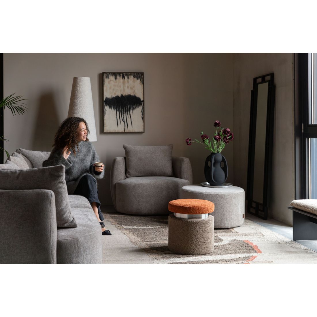 Dutchbone Poef Rocca Cappuccino