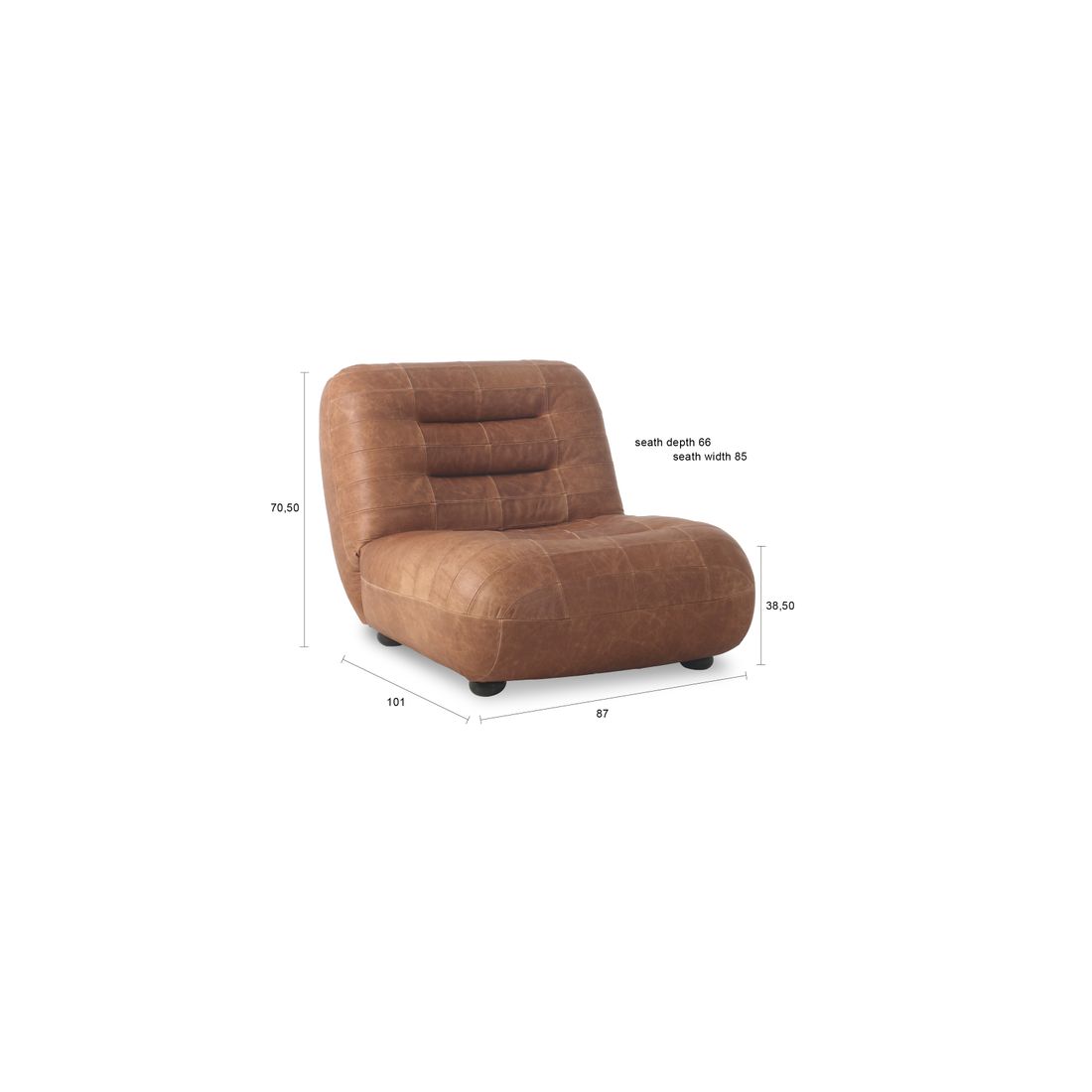 Dutchbone Fauteuil Wyatt Wax Leer Cognac