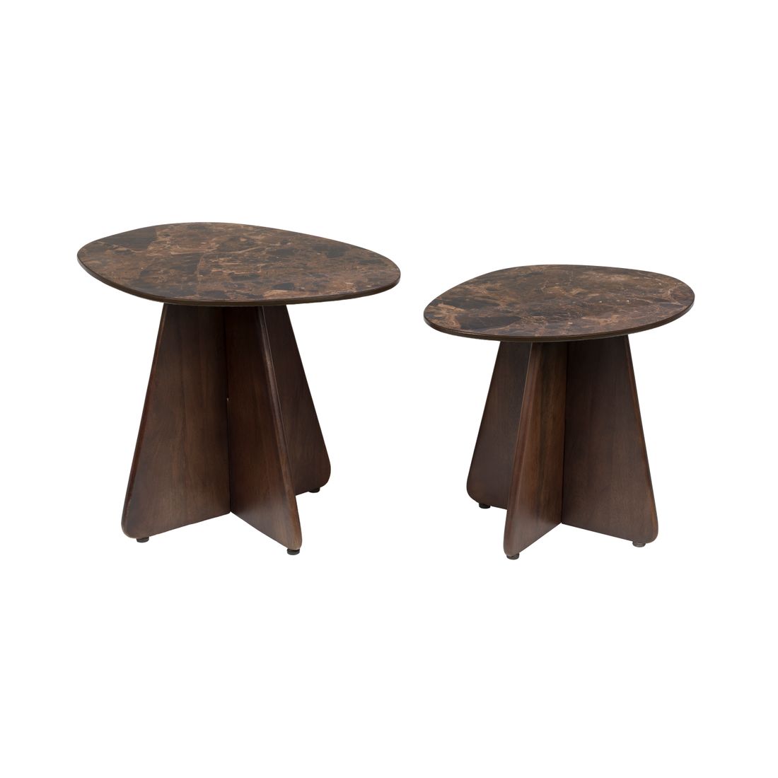 White Label Living Bijzettafel Naut Walnoot (Set van 2)