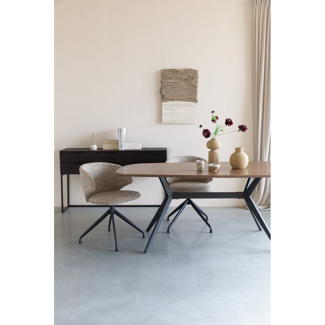 White Label Living Eetkamerstoel Balado Draaibaar Bruin Beige