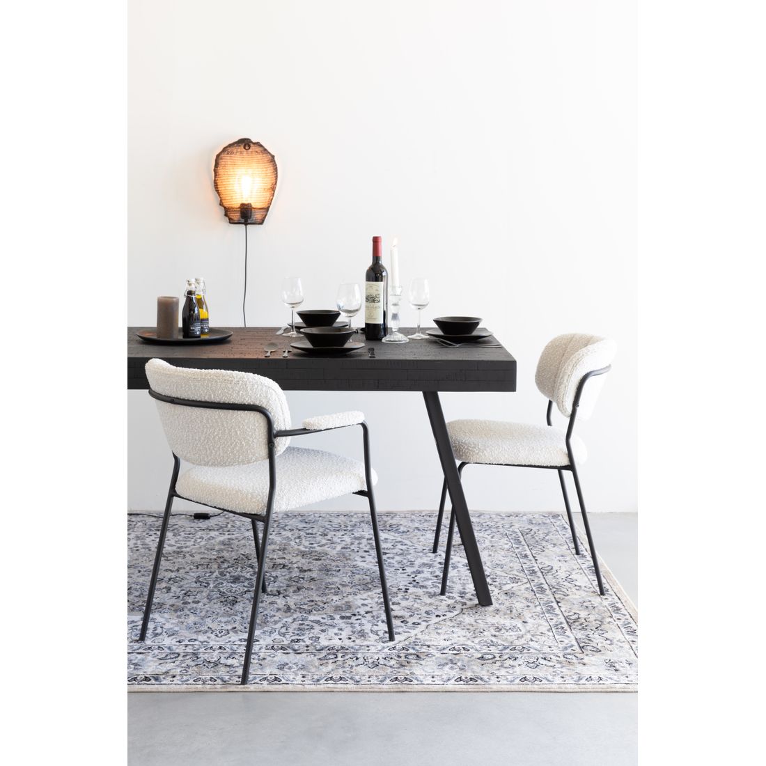 White Label Living Eetkamerstoel Jolien Zwart Wit