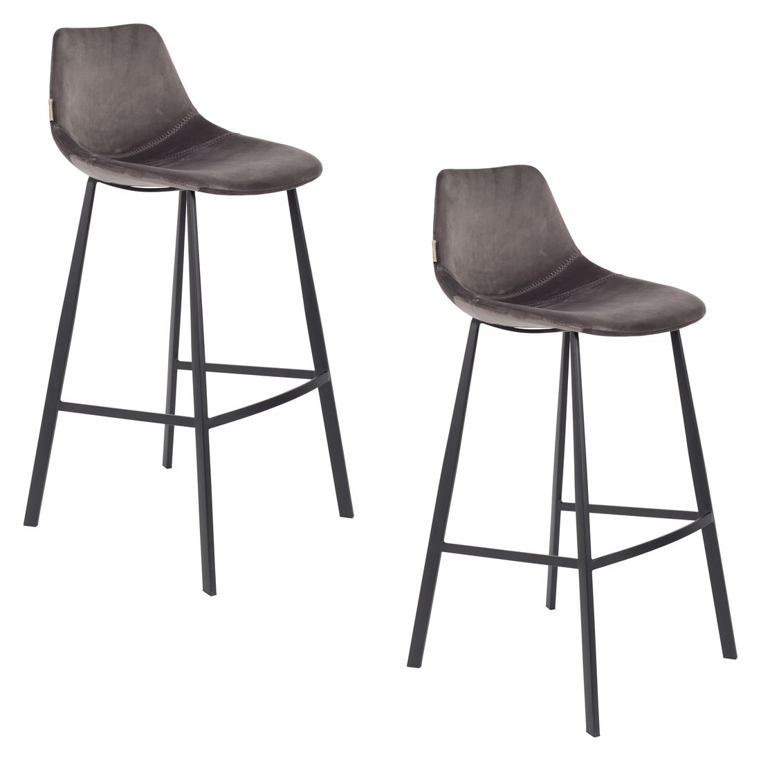 Dutchbone Barkruk Franky Velvet Grijs Hoog