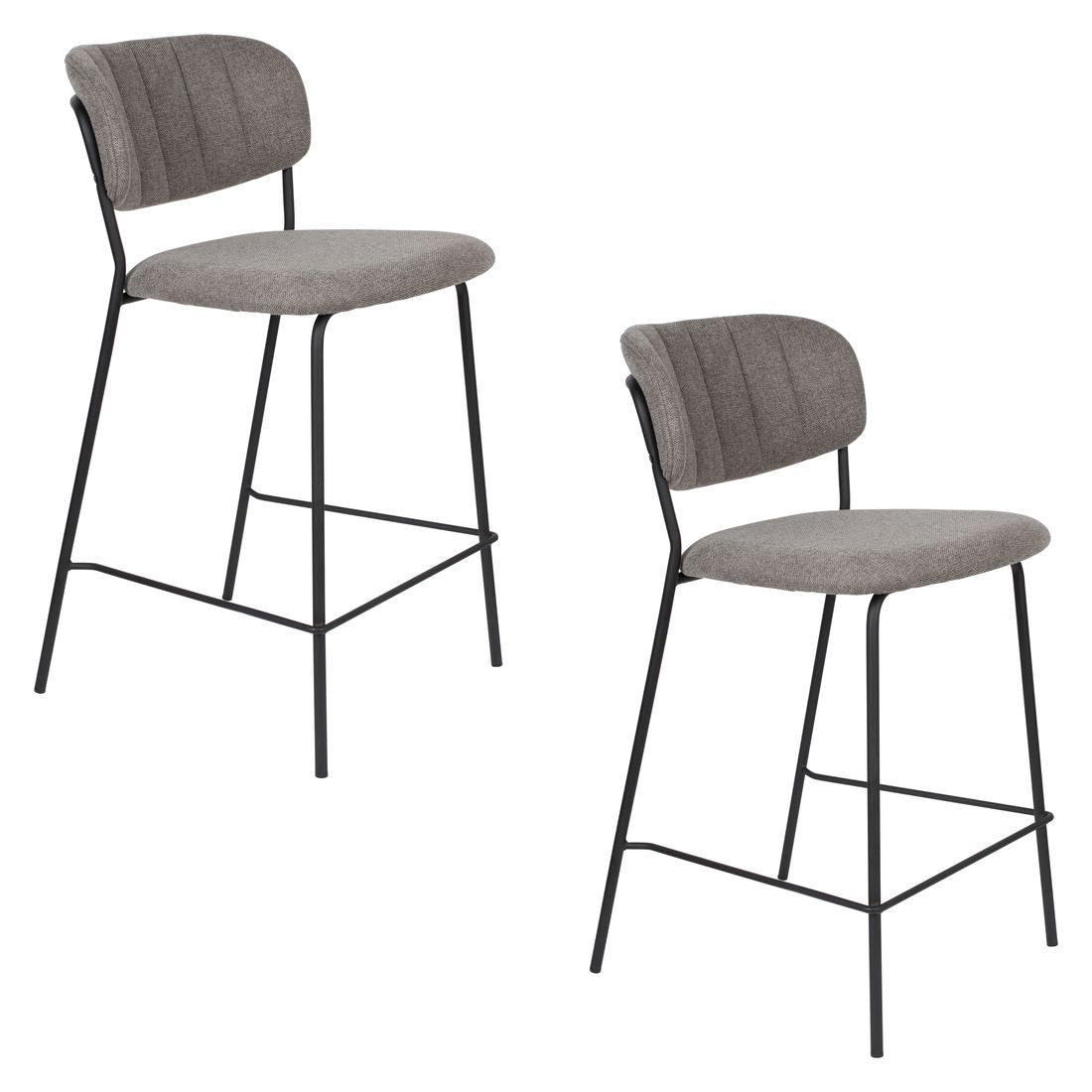 White Label Living Barkruk Jolien Zwart Grijs