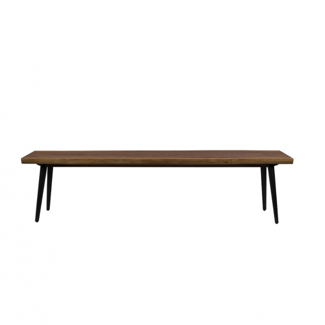 Dutchbone Alagon Eettafelbank – 180x40 cm – Walnoot Fineer – Zwart Stalen Poten