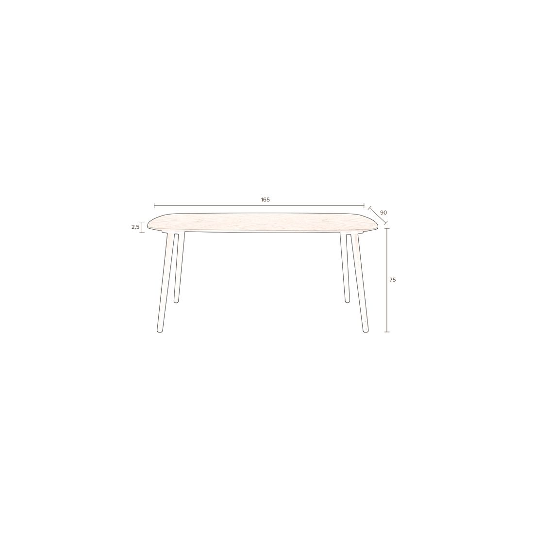 Dutchbone Eettafel Clover 165x90cm Walnoot