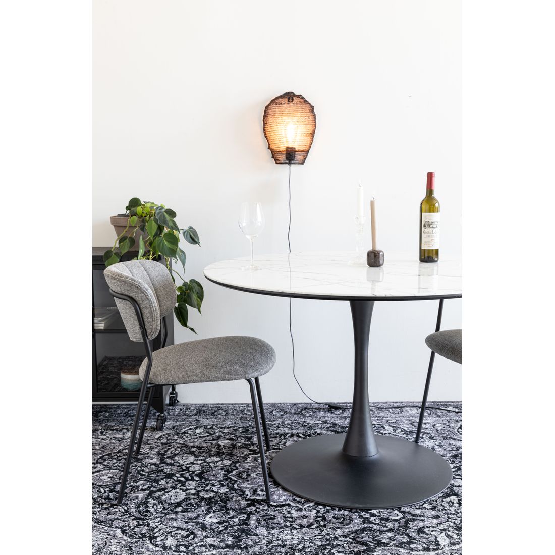 White Label Living Eettafel Maru Rond 110cm Wit Marmerlook