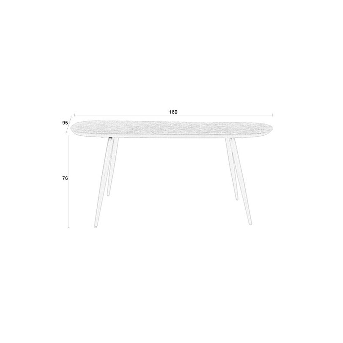 White Label Living Eettafel Webster 180x95cm Bruin