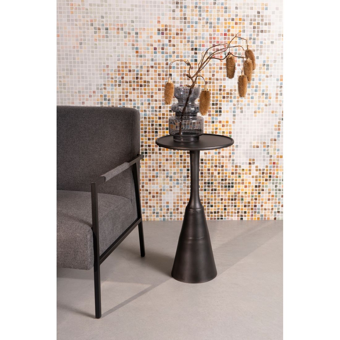 White Label Living Bijzettafel Noah Antiek Zwart