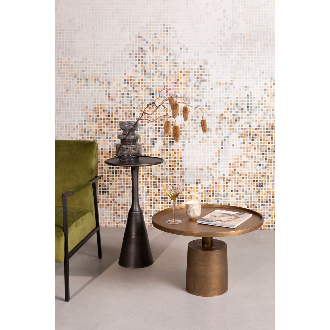 White Label Living Bijzettafel Noah Antiek Zwart