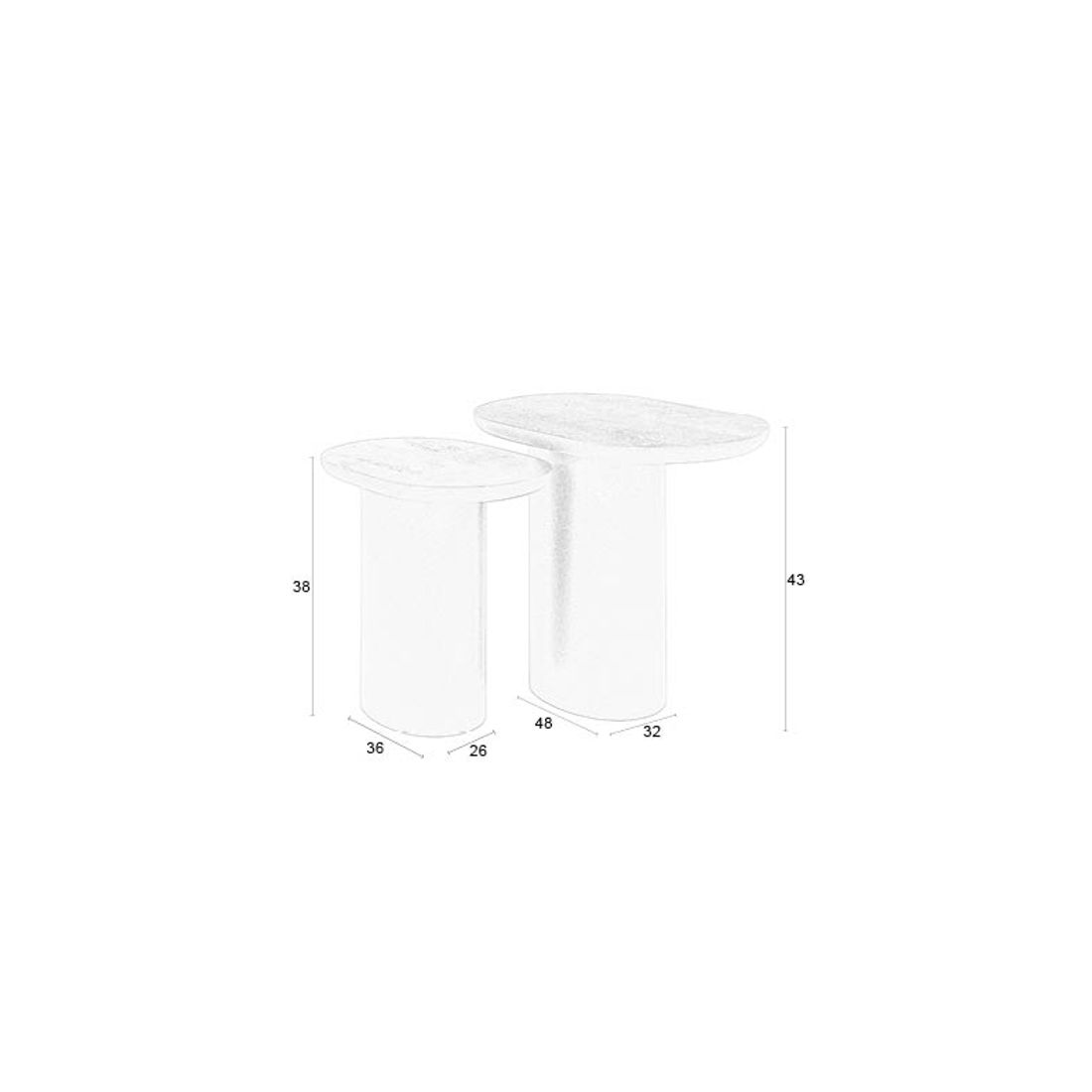 White Label Living Bijzettafel Bela Zwart (Set van 2)