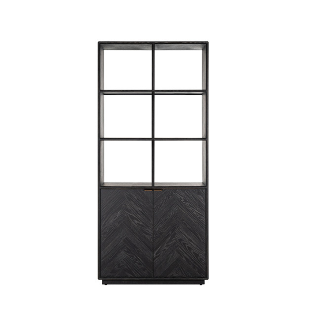 Richmond Interiors Blackbone Brass Boekenkast – 2 Deuren – Zwart/Brass