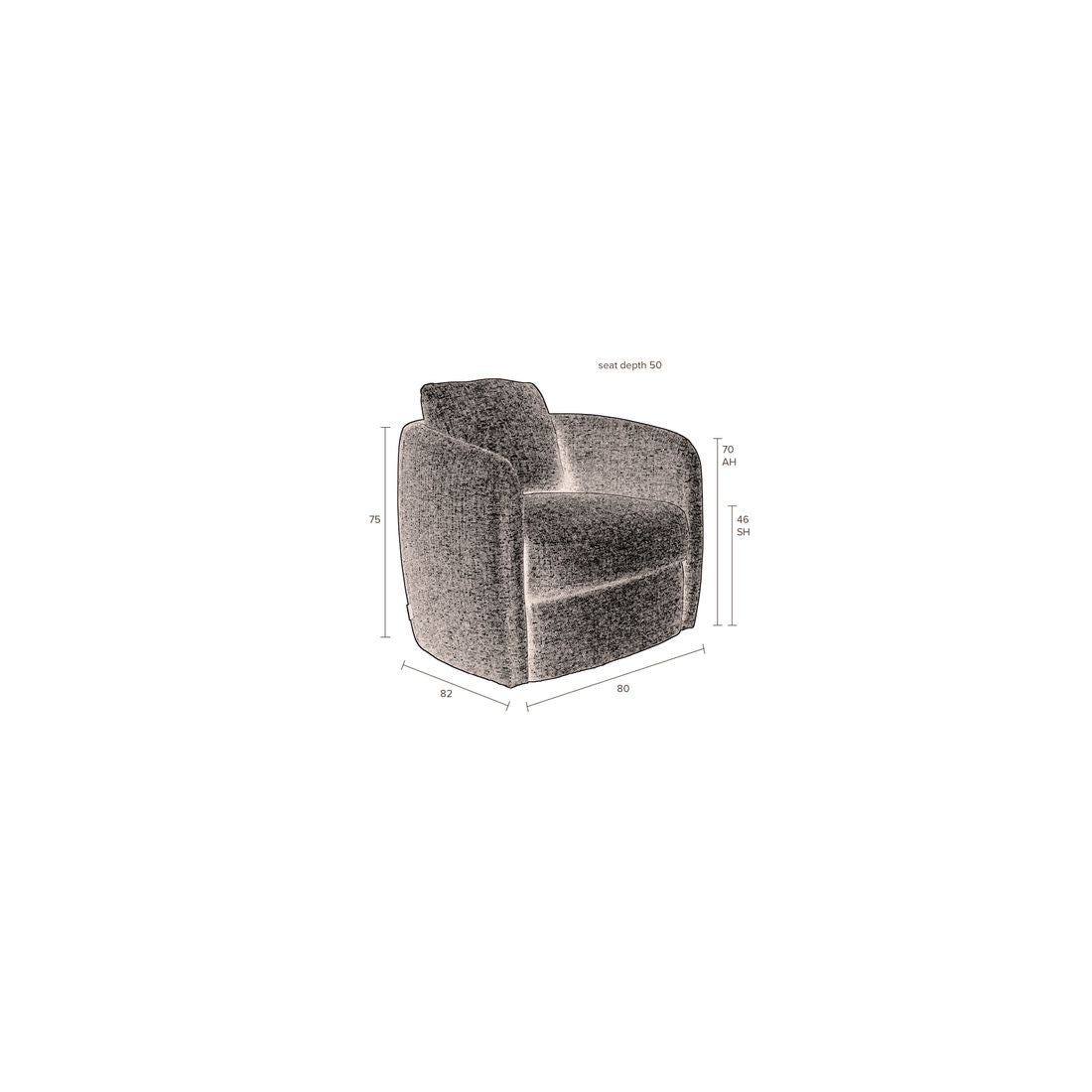 Dutchbone Fauteuil Boho Grijs Bruin