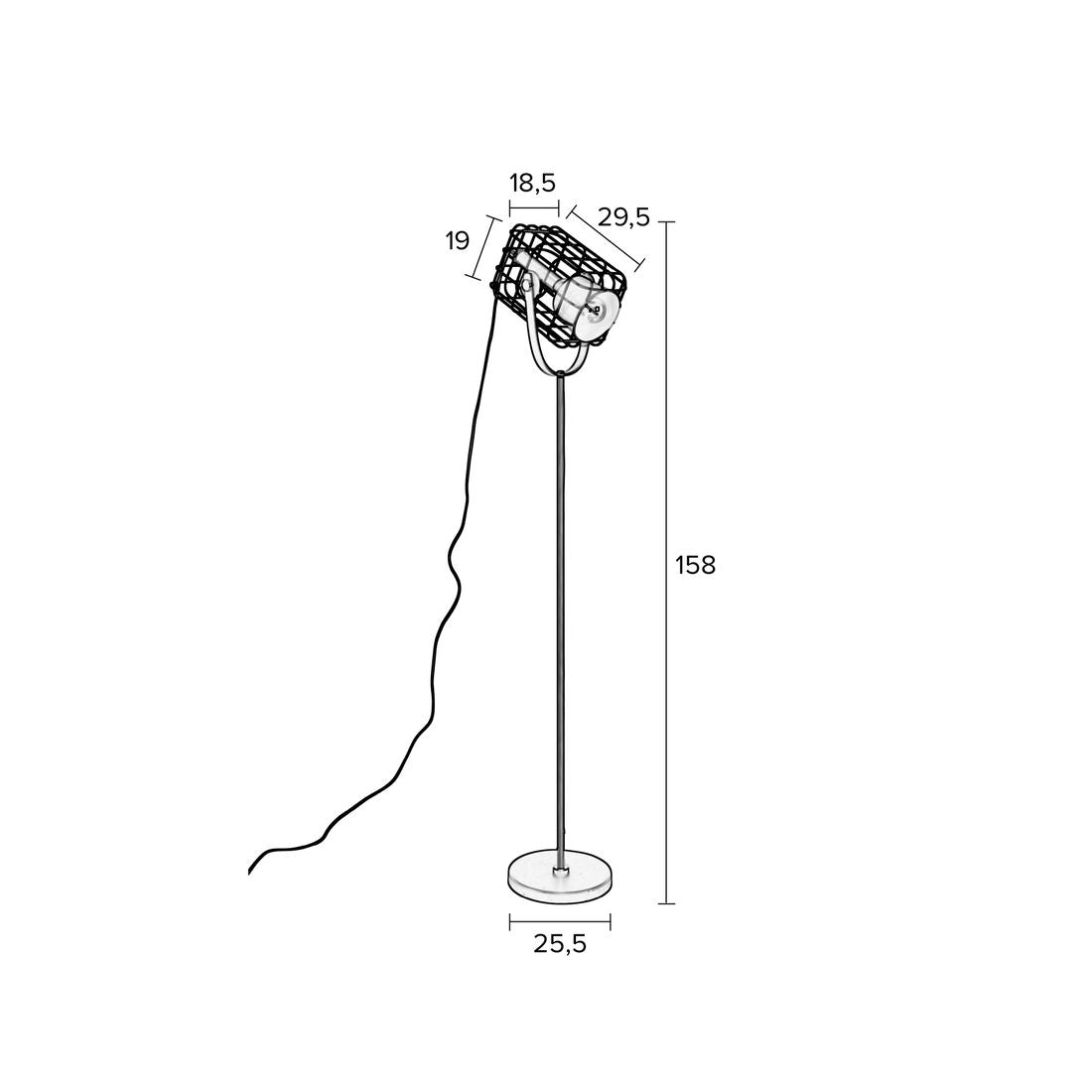 White Label Living Vloerlamp Cage Wit