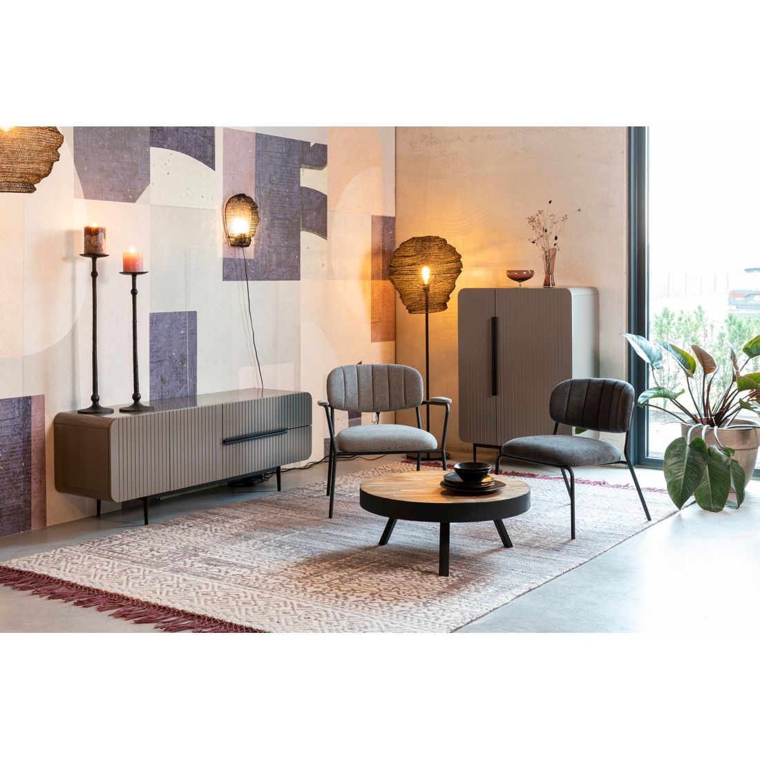 White Label Living Vloerlamp Lena Zwart