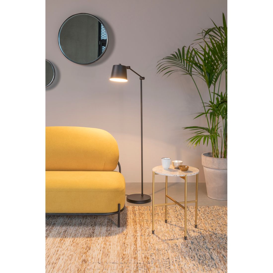 White Label Living Vloerlamp Hajo Zwart