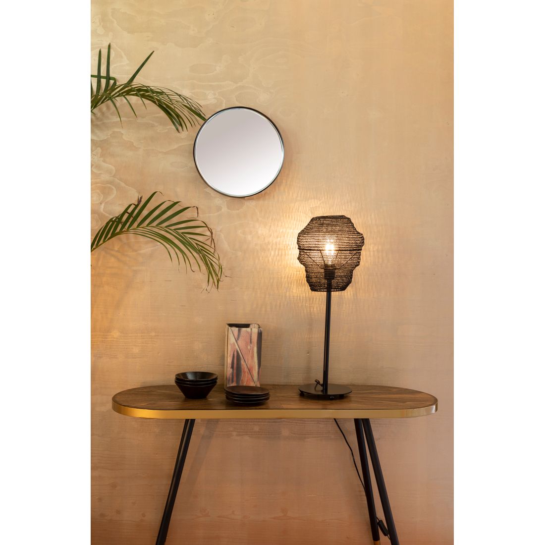 White Label Living Tafellamp Lena Zwart