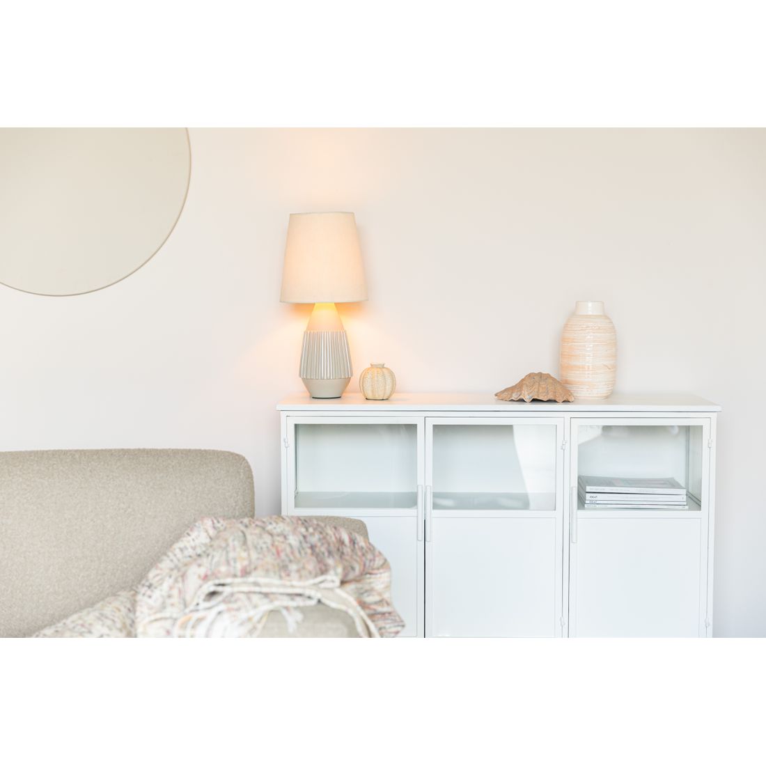 White Label Living Tafellamp Aysa Beige