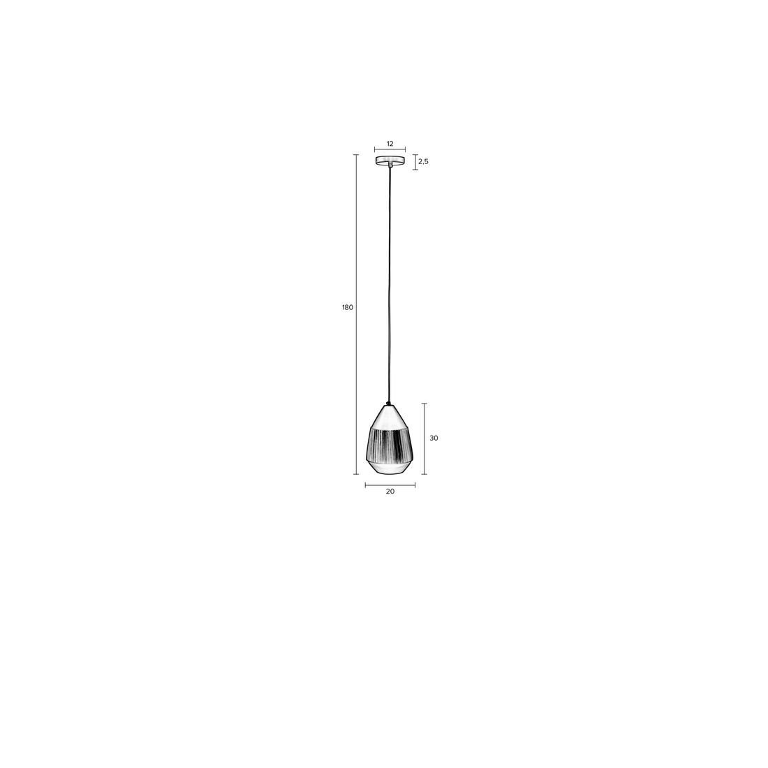 White Label Living Hanglamp Aysa Zwart Lang