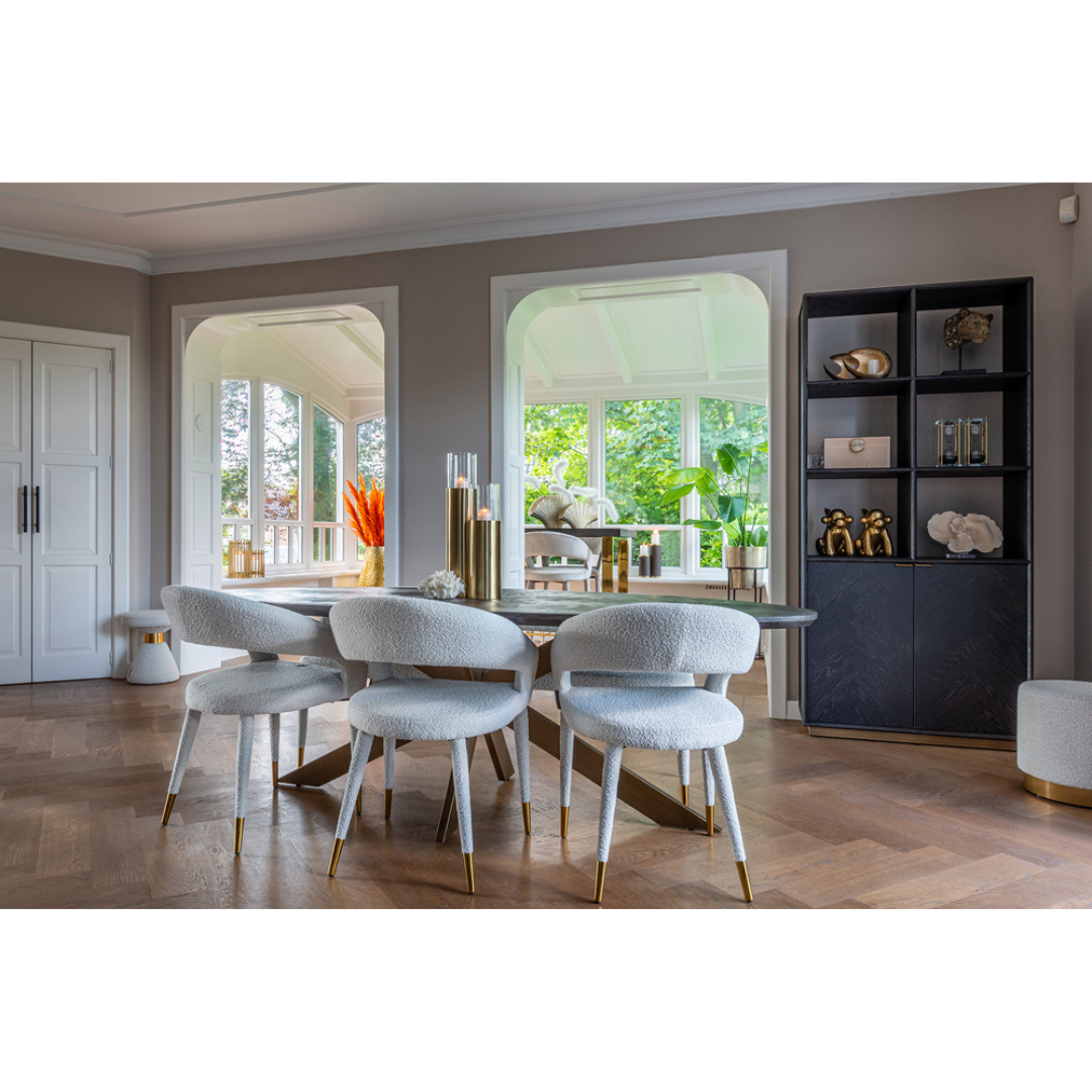 Richmond Interiors Blackbone Brass Boekenkast – 2 Deuren – Zwart/Brass