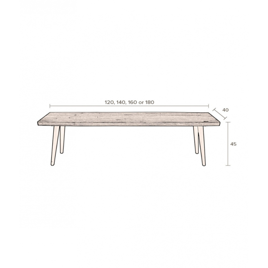 Dutchbone Alagon Eettafelbank – 180x40 cm – Walnoot Fineer – Zwart Stalen Poten