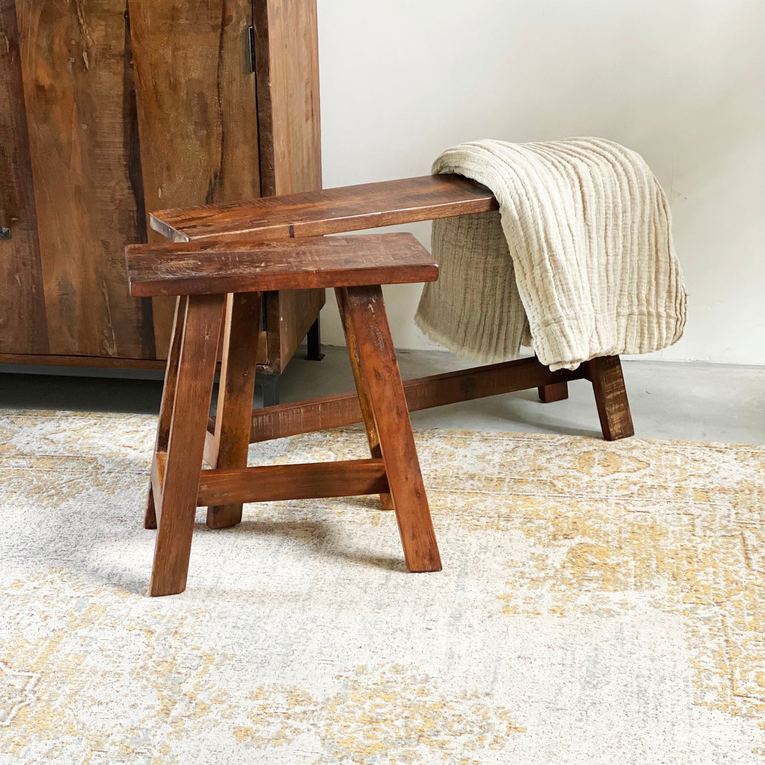 Raw Materials Bankje Hout Bruin Medium