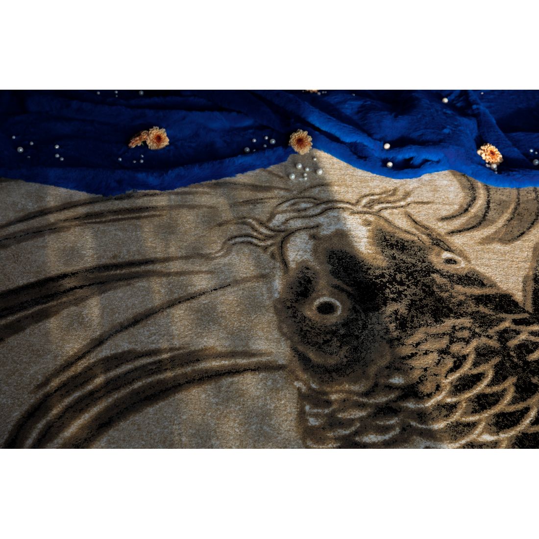 Bold Monkey Vloerkleed The Legend Of Koi 160x230cm Beige/Zwartgrijs - KwaliteitWonen.nl