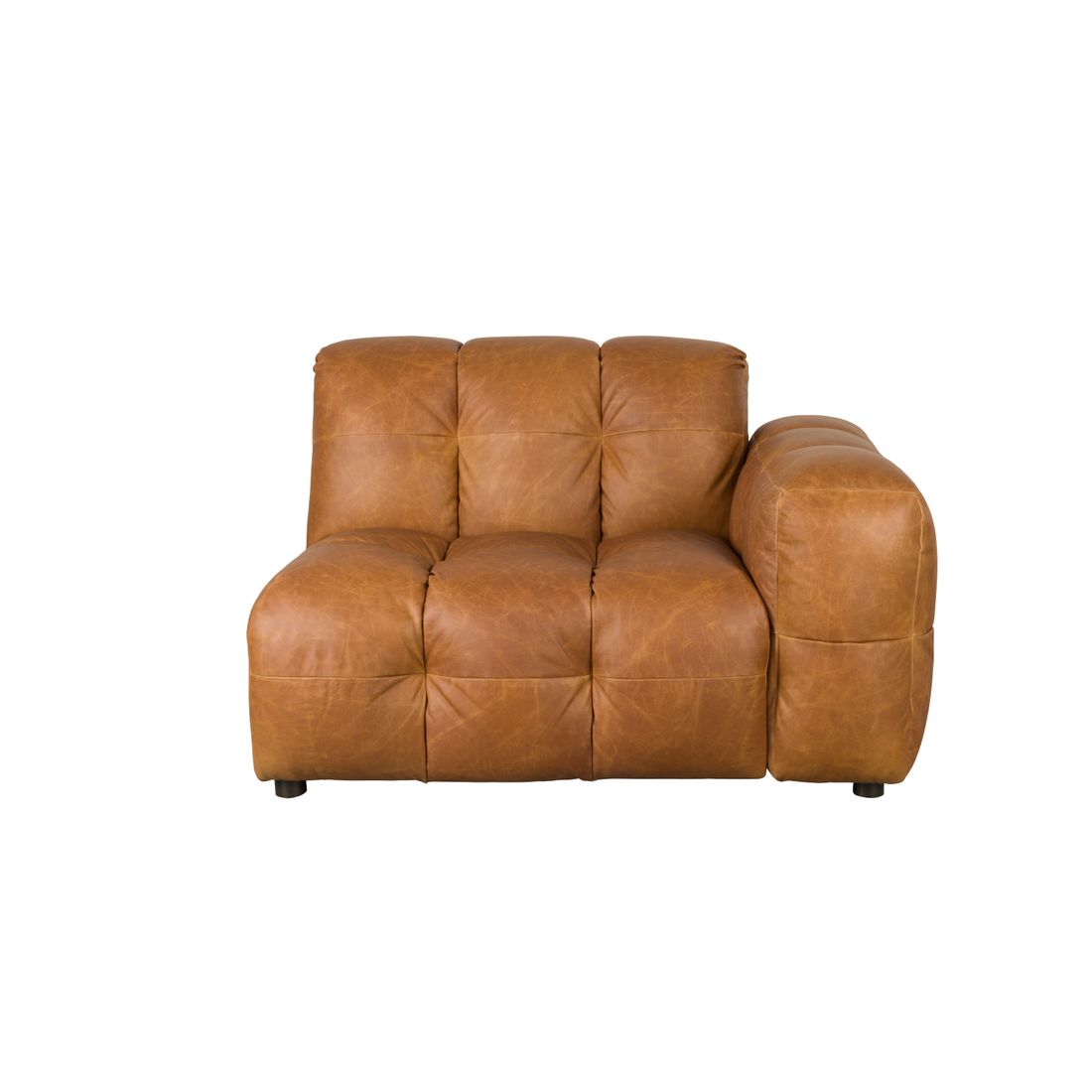 Dutchbone 1.5-zits Bank Hackman Arm Rechts Leer Cognac - KwaliteitWonen.nl