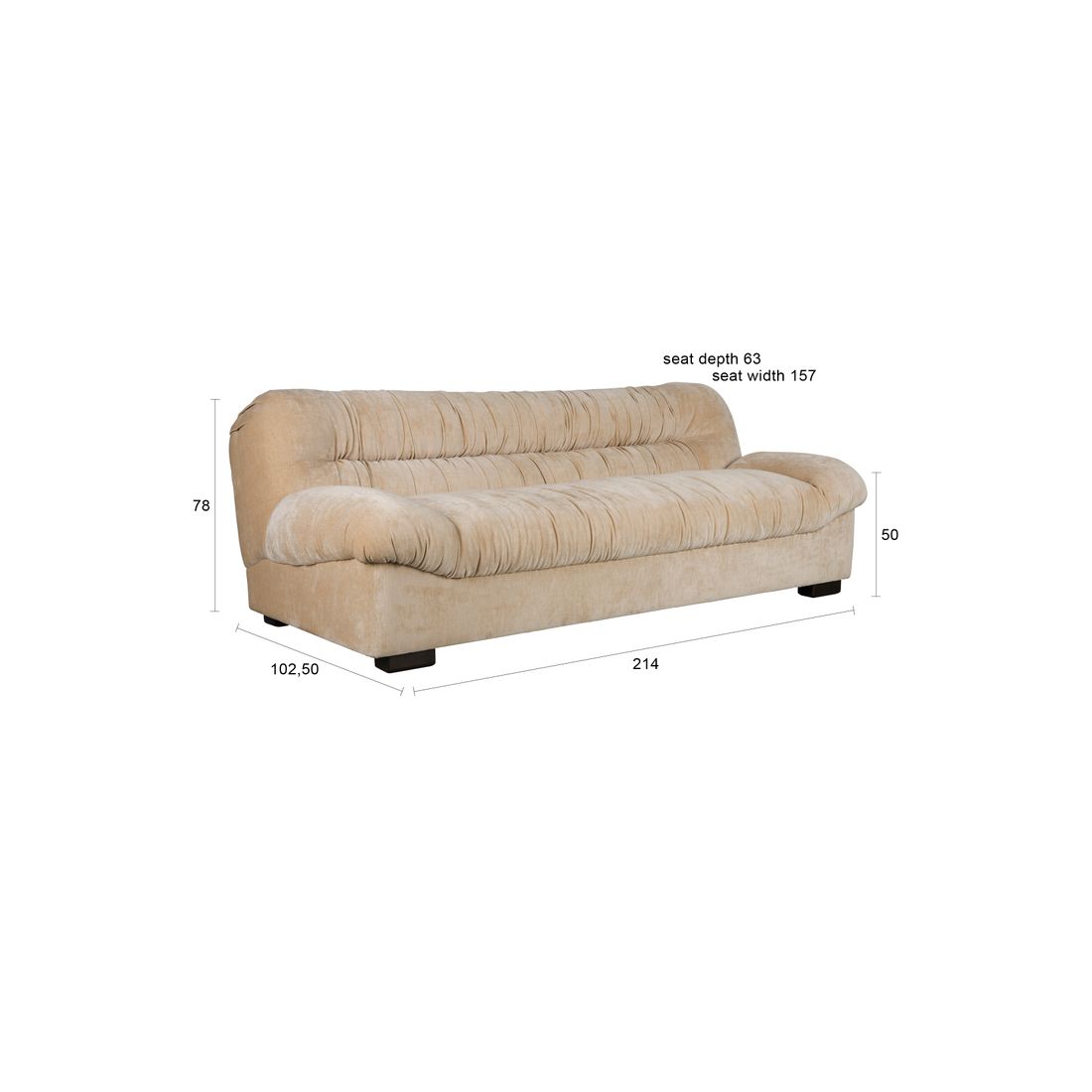 Dutchbone 3-zits Bank Douglas Beige - KwaliteitWonen.nl