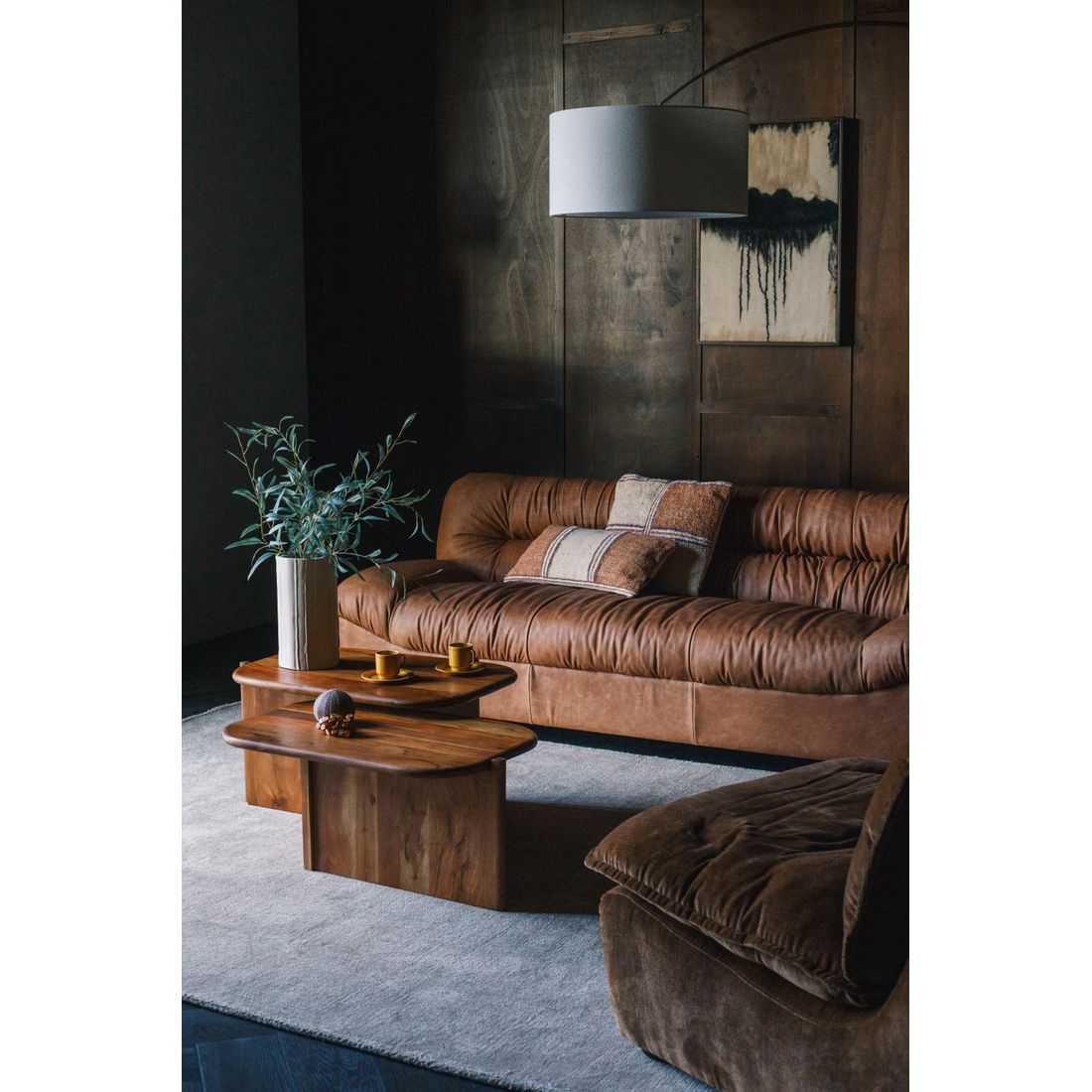 Dutchbone 3-zits Bank Douglas Wax Leer Cognac - KwaliteitWonen.nl