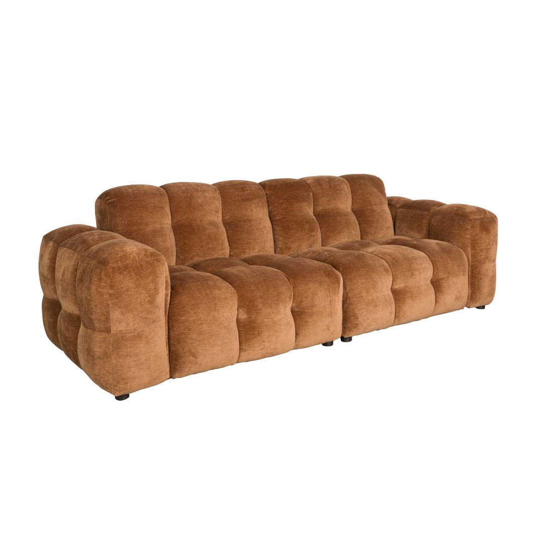 Dutchbone 3-zits Bank Hackman Velours Cognac - KwaliteitWonen.nl