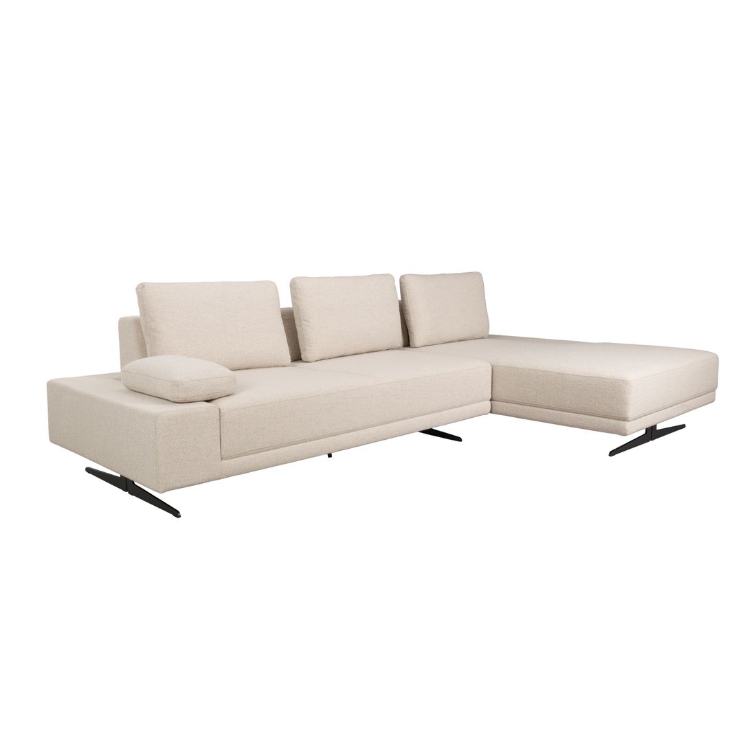 Dutchbone 3-zits Bank Shelly Wit + Chaise Longue Rechts - KwaliteitWonen.nl
