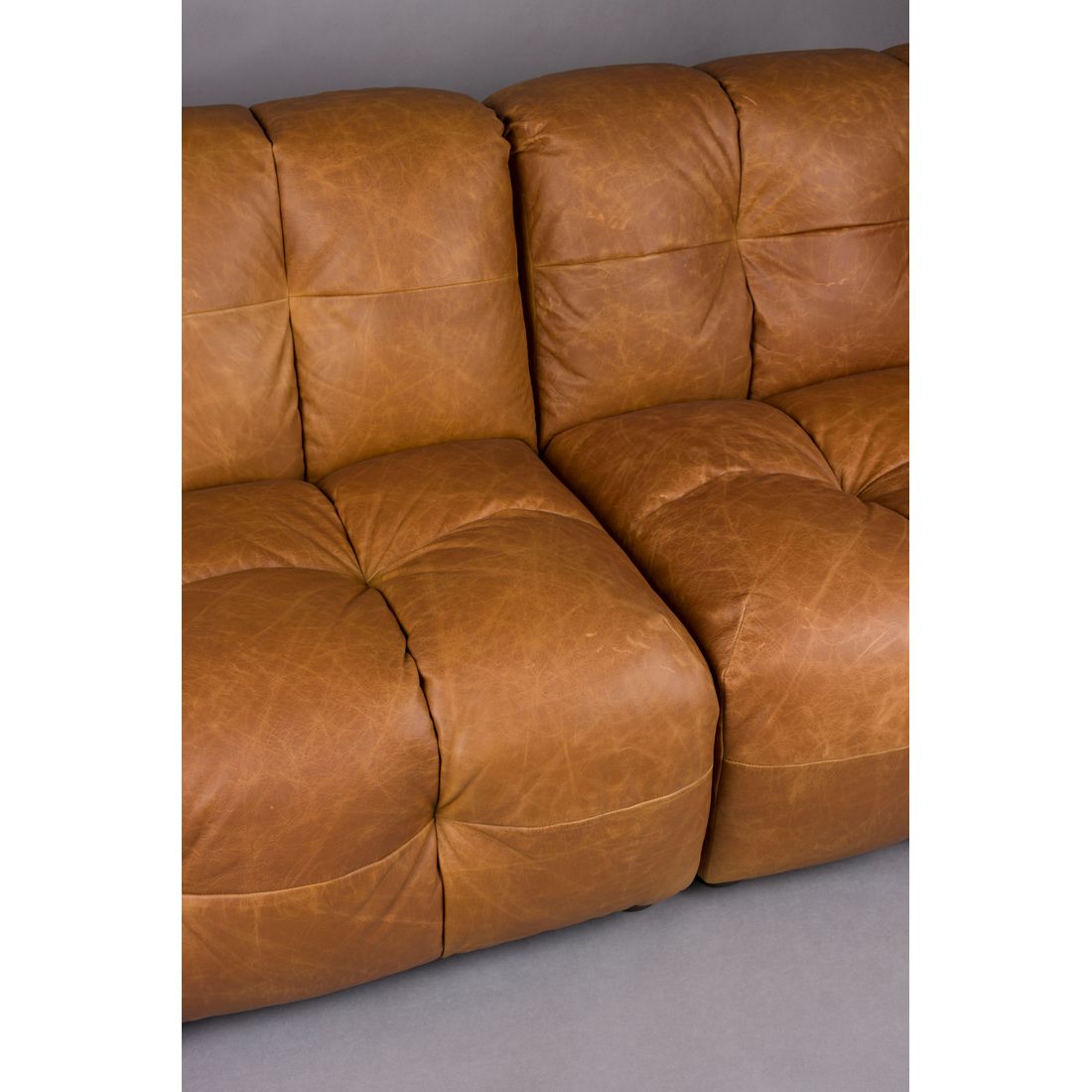 Dutchbone 4.5-zits bank Hackman Leer Cognac - KwaliteitWonen.nl