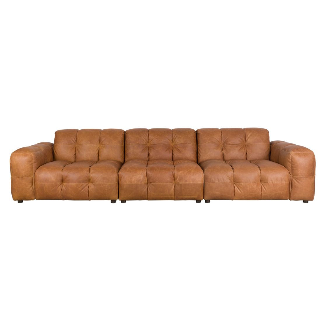 Dutchbone 4.5-zits bank Hackman Leer Cognac - KwaliteitWonen.nl