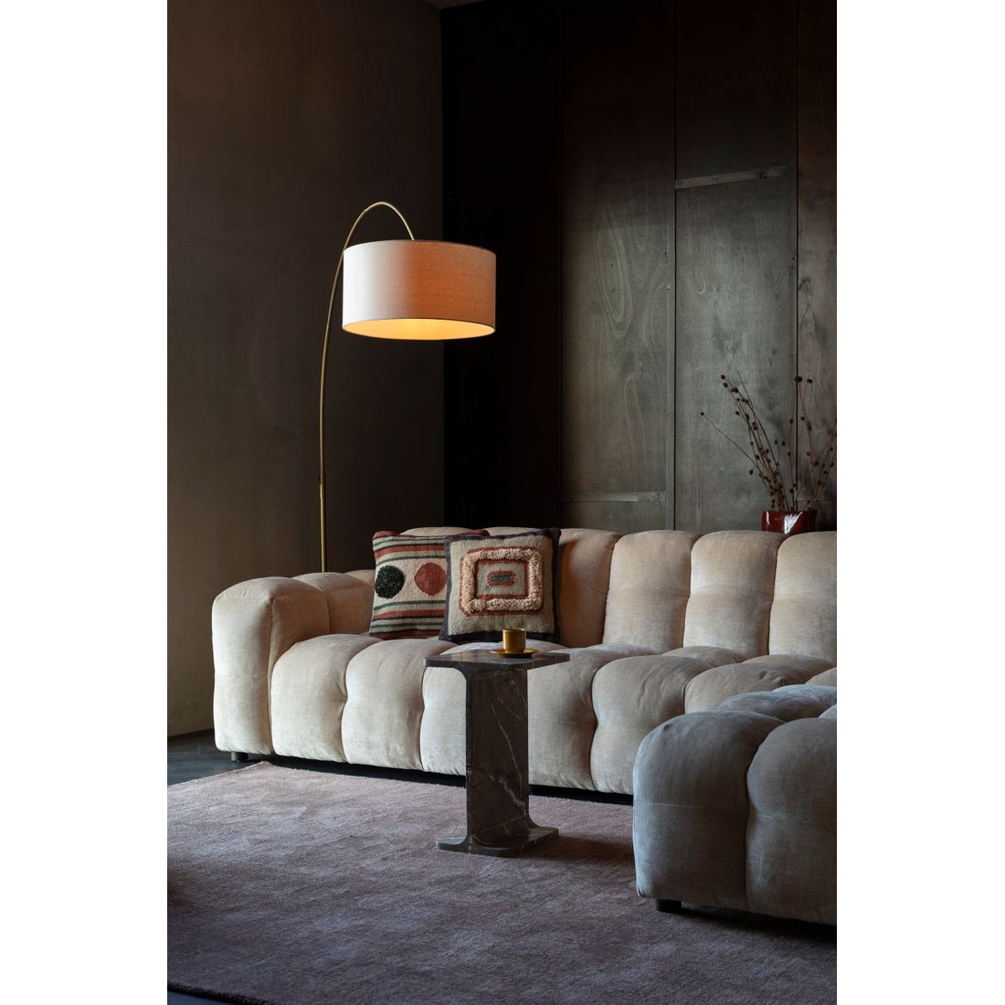 Dutchbone 4.5-zits bank Hackman Velours Beige - KwaliteitWonen.nl