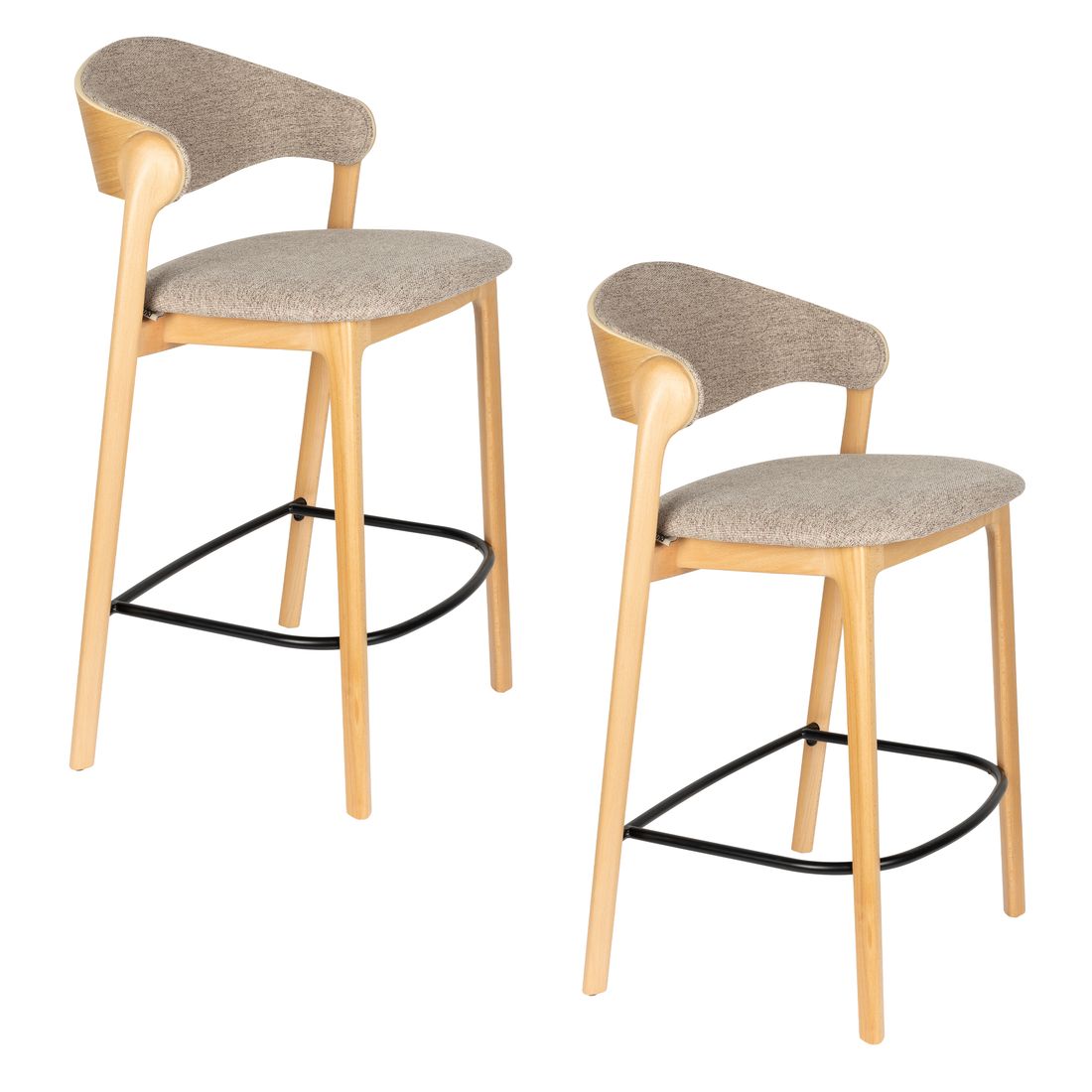 Dutchbone Barkruk Babington Beige Eiken - KwaliteitWonen.nl