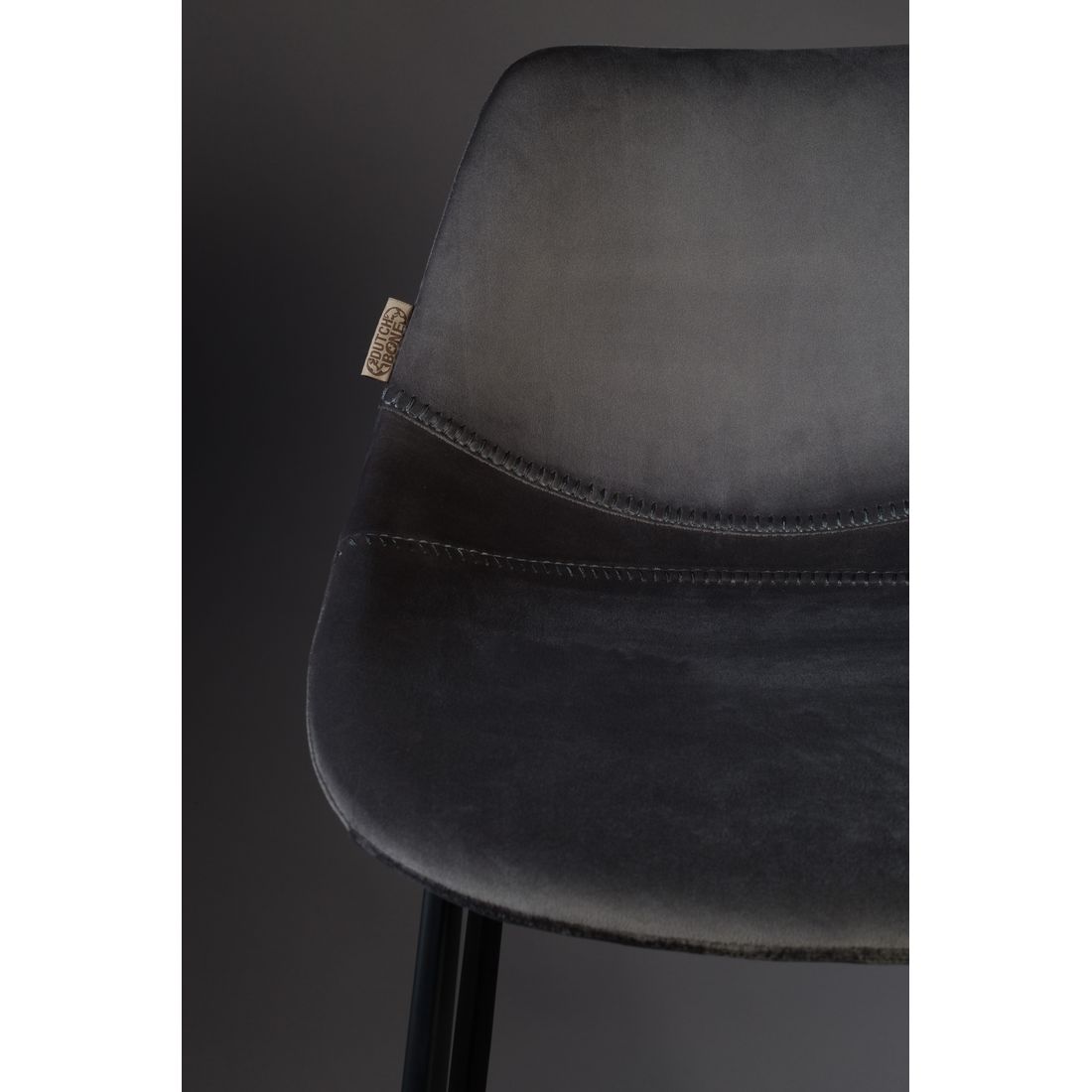 Dutchbone Barkruk Franky Velvet Grijs Medium - KwaliteitWonen.nl