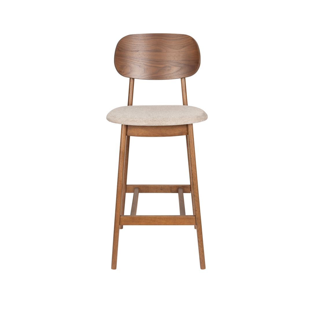 Dutchbone Barkruk Marais Walnoot / Beige - KwaliteitWonen.nl