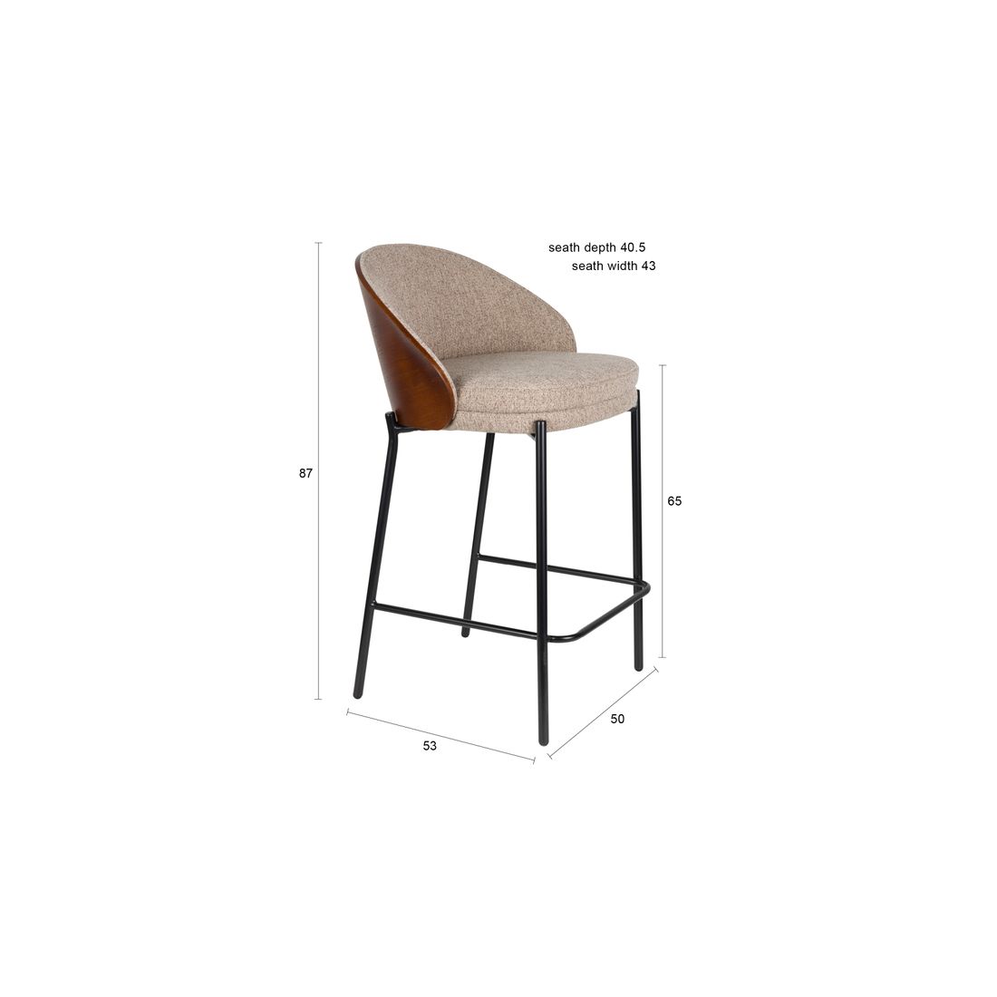 Dutchbone Barkruk Rodin Beige - KwaliteitWonen.nl