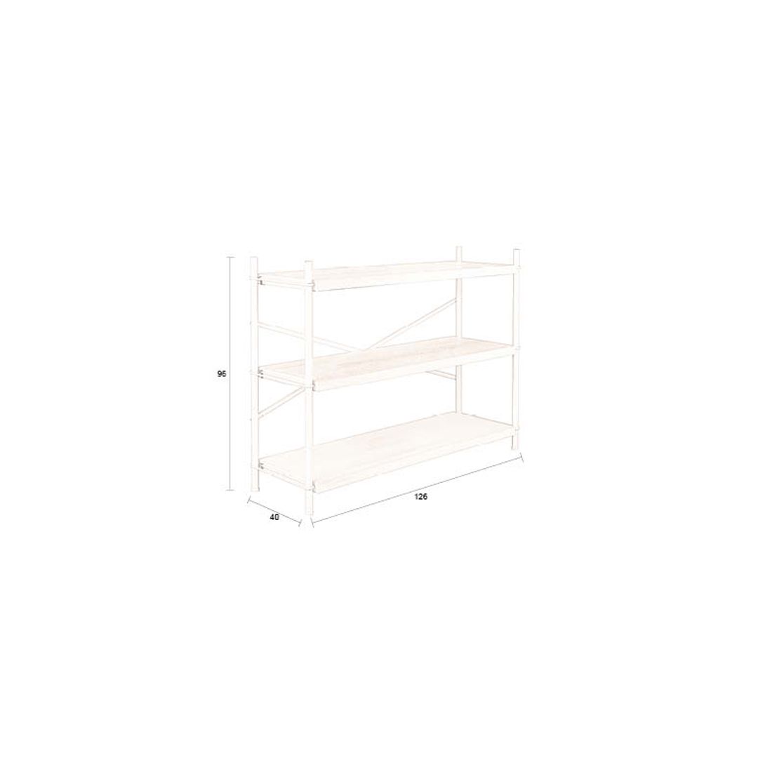 Dutchbone Boekenkast Shelf Iron Beige Laag - KwaliteitWonen.nl