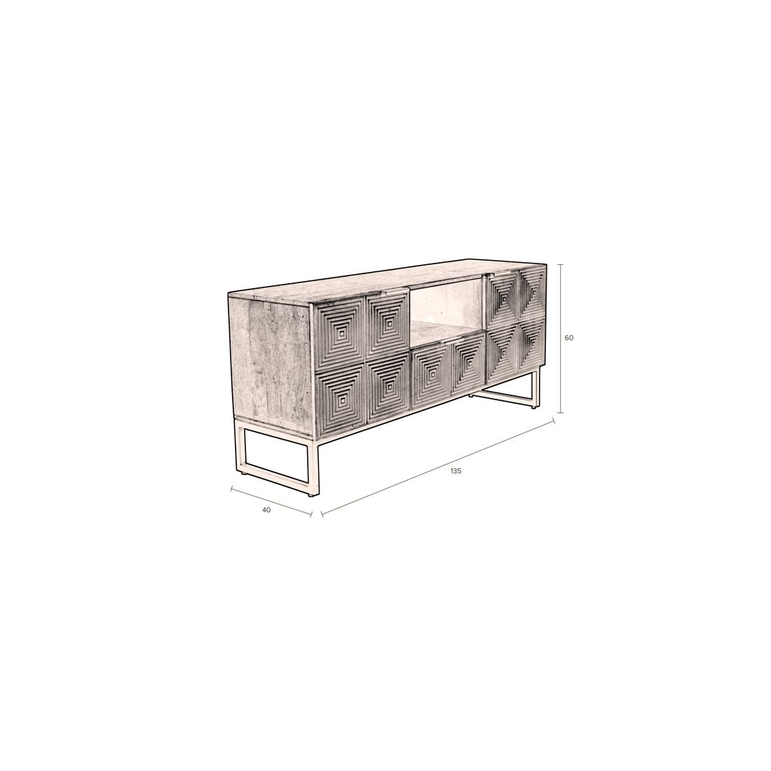 Dutchbone Dressoir Volan Mangohout Goud - KwaliteitWonen.nl