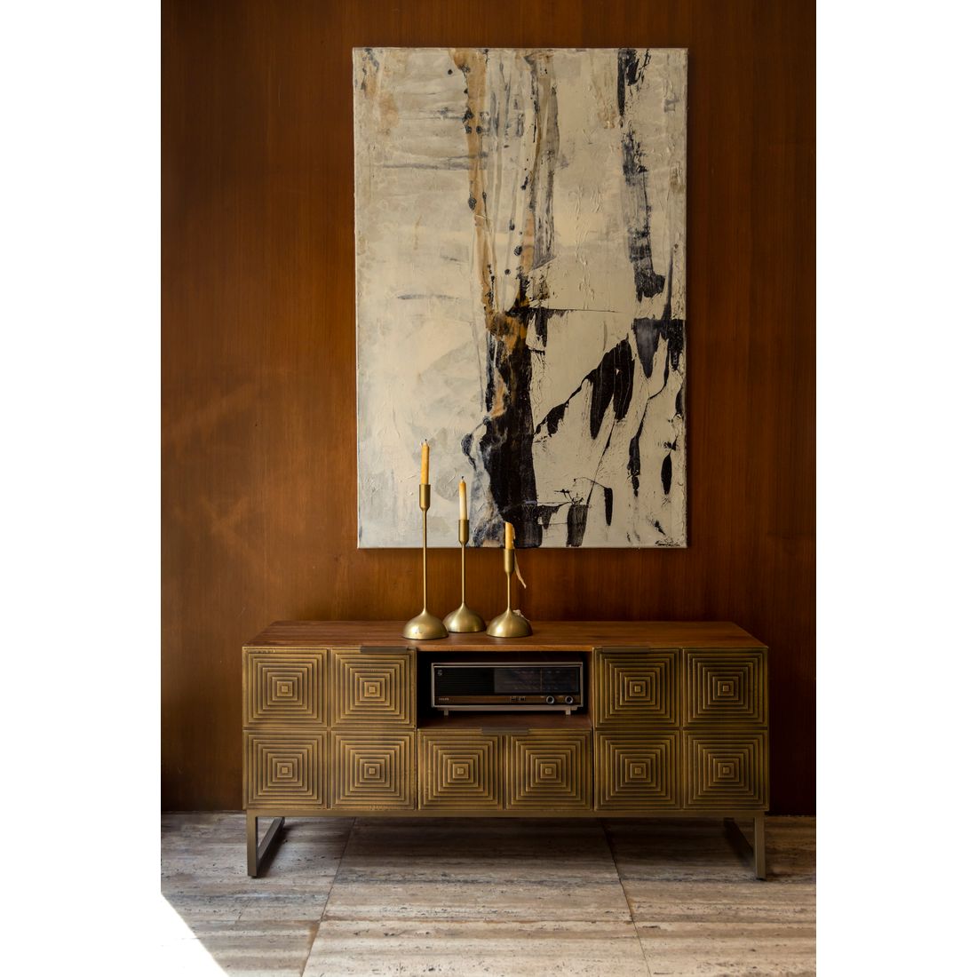 Dutchbone Dressoir Volan Mangohout Goud - KwaliteitWonen.nl