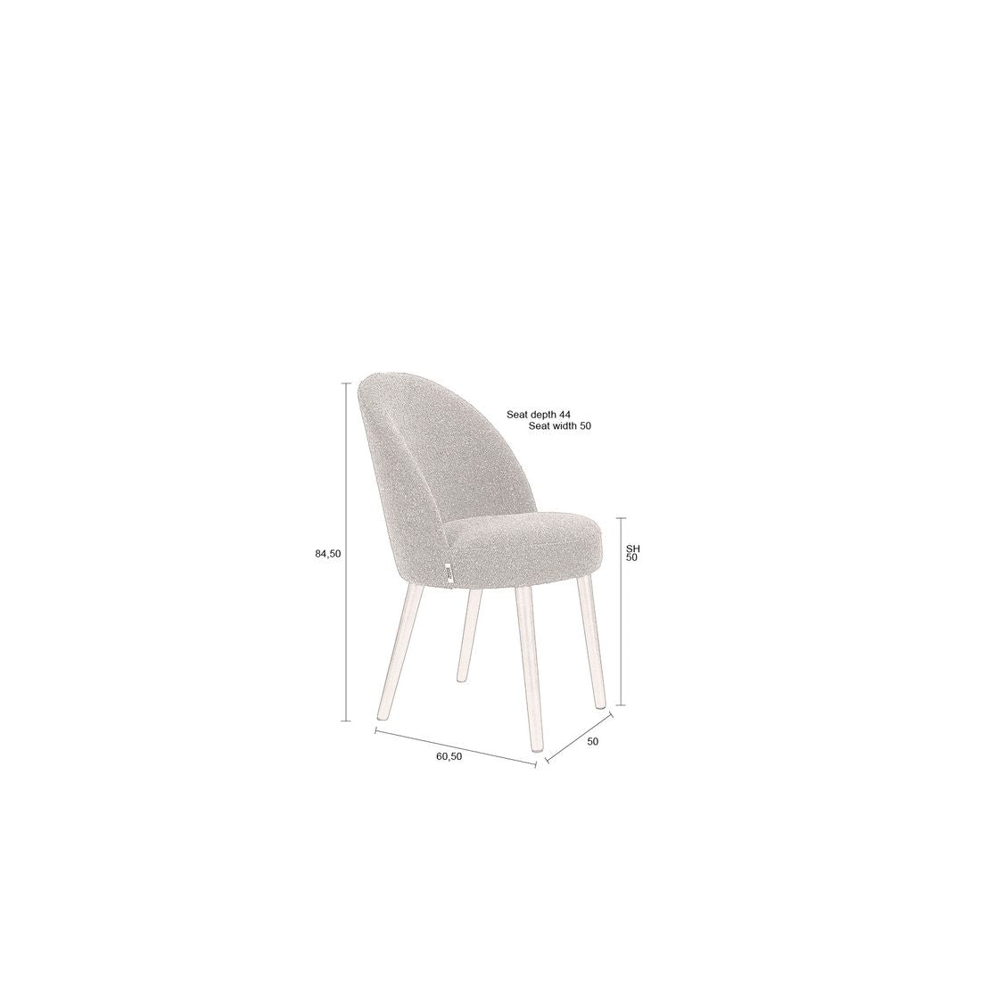 Dutchbone Eetkamerstoel Barbara Boucle Beige - KwaliteitWonen.nl