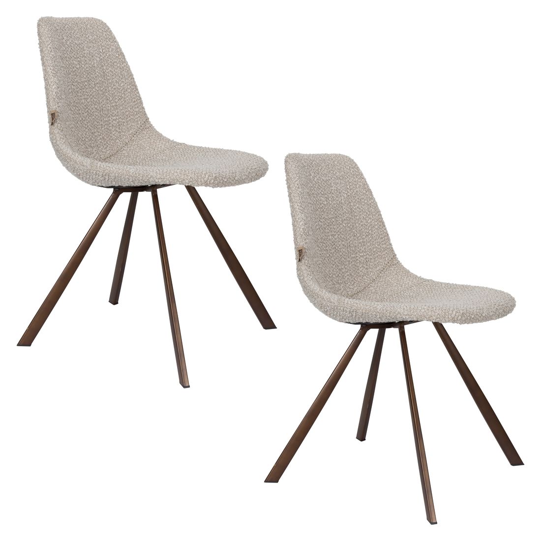 Dutchbone Eetkamerstoel Franky Bouclé Beige - KwaliteitWonen.nl