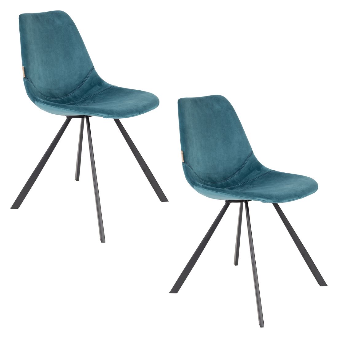 Dutchbone Eetkamerstoel Franky Velvet Blauw - KwaliteitWonen.nl