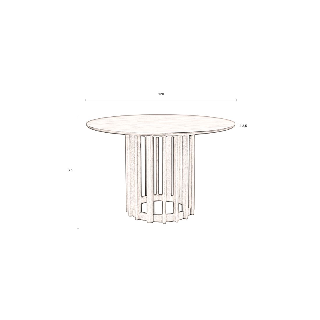 Dutchbone Eettafel Barlet Rond 120cm Walnoot - KwaliteitWonen.nl