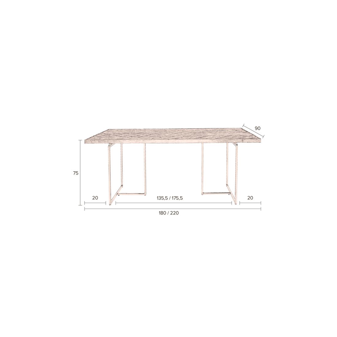 Dutchbone Eettafel Class 180x90cm Eiken - KwaliteitWonen.nl