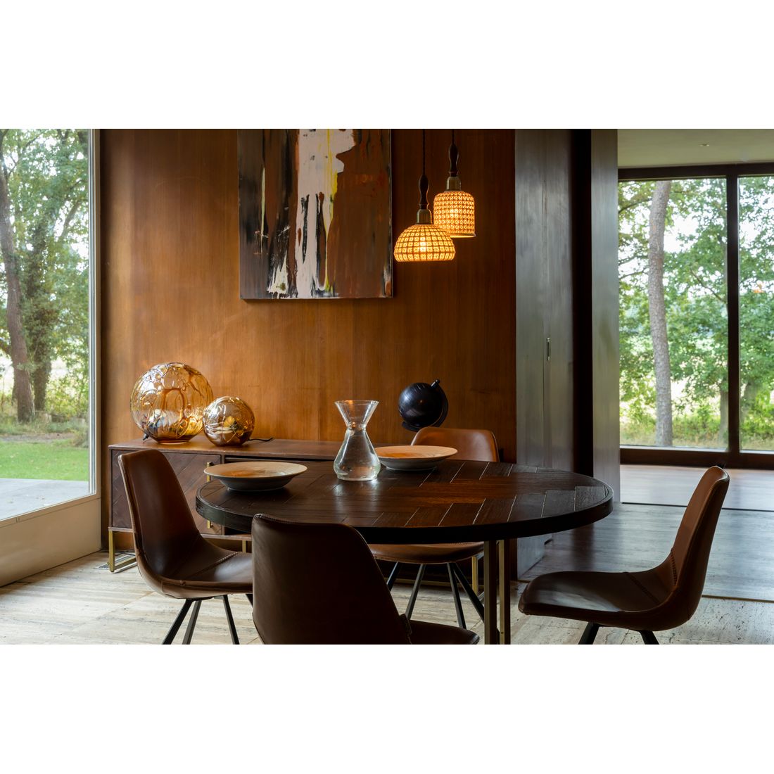 Dutchbone Eettafel Class Rond 120cm Walnoot - KwaliteitWonen.nl